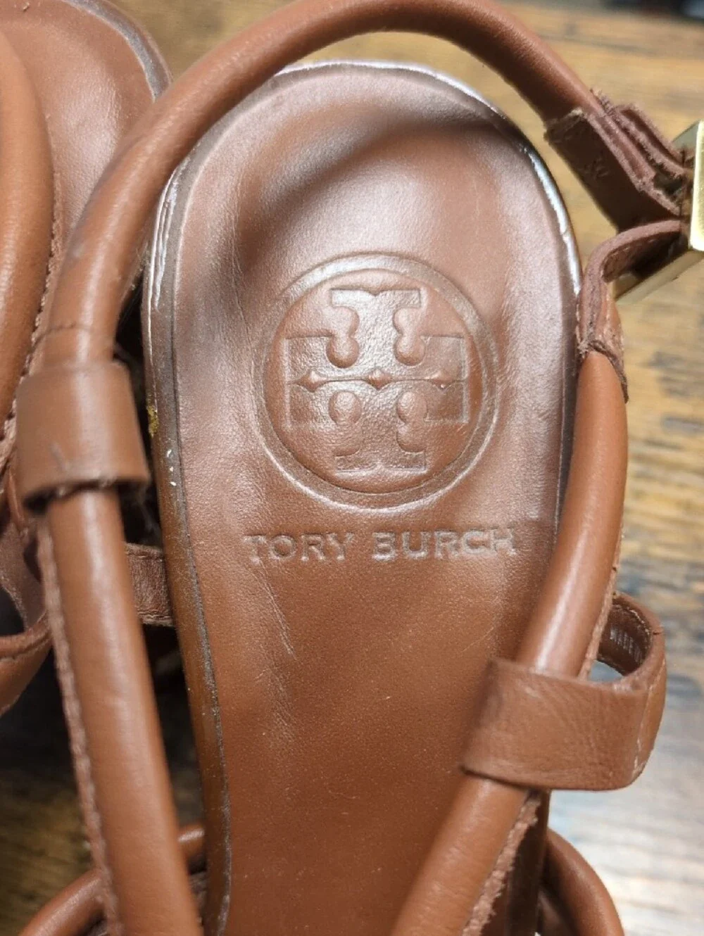 Tory Burch Brown Knotted Leather Slingback Heels